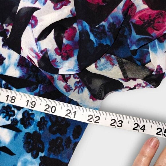 Valerie Stevens Womens Tunic Sz XL Dress‎ Blue Black Relaxed Fit Chiffon Granny - Picture 12 of 14